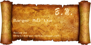 Barger Mátka névjegykártya